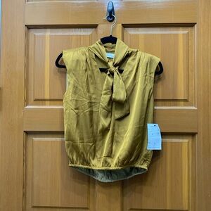 NWT Bishop & Young Satin Mustard/Copper Sleeveless Top